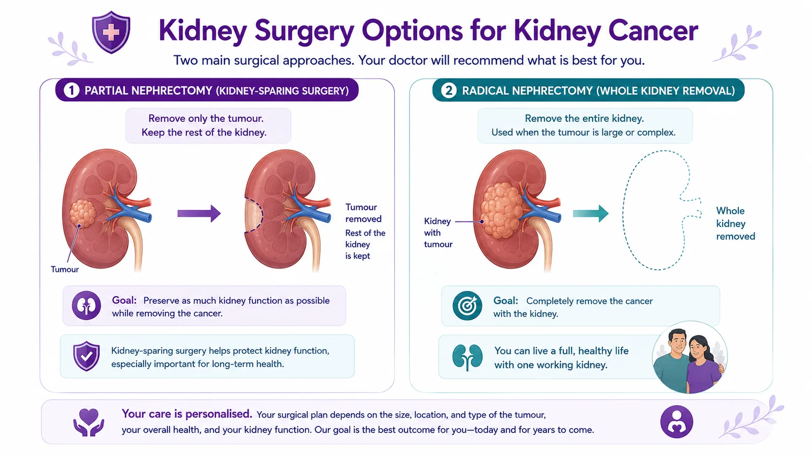 Kidney-sparing partial nephrectomy versus radical nephrectomy, and living a full life with one kidney