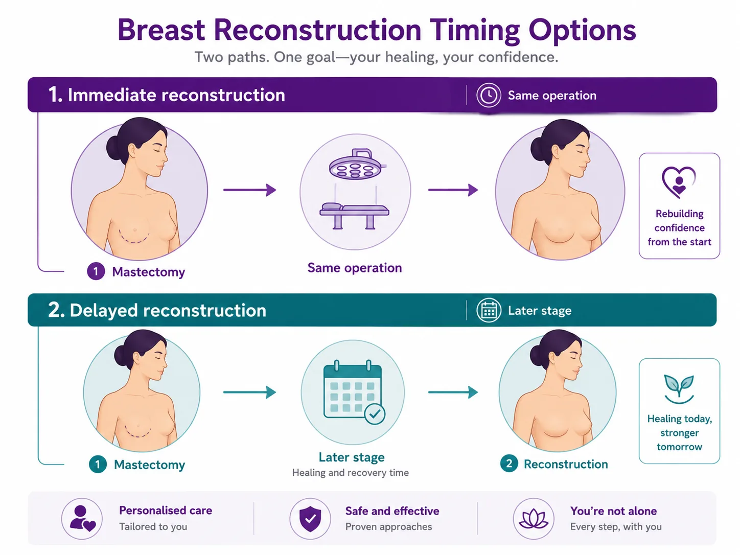 Immediate versus delayed breast reconstruction pathways after mastectomy — rebuilding in the same operation or at a later stage, CION Cancer Clinics Hyderabad