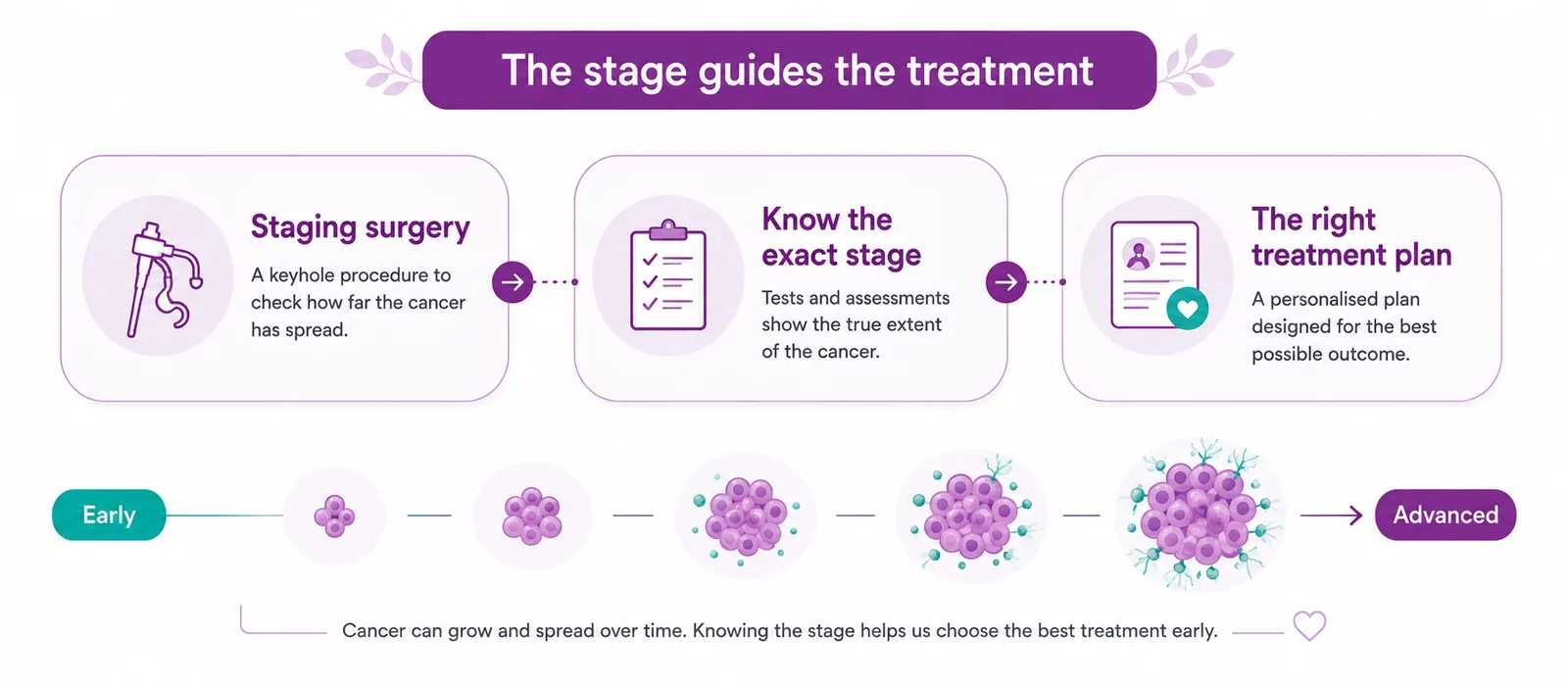 How staging surgery guides treatment — finding the exact stage, from early to advanced, so the team can choose the right treatment plan at CION Cancer Clinics Hyderabad