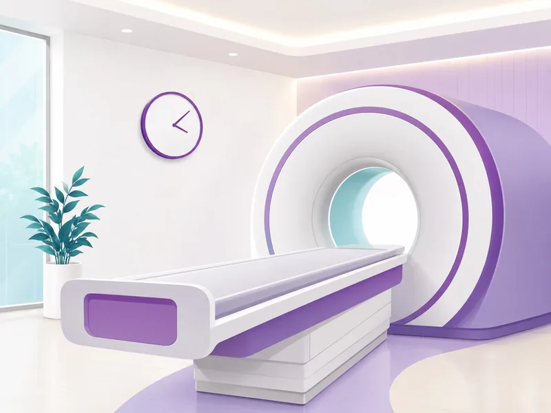 A CT scanner couch and a wall clock, for the 30 to 45 minutes a CT-guided biopsy takes