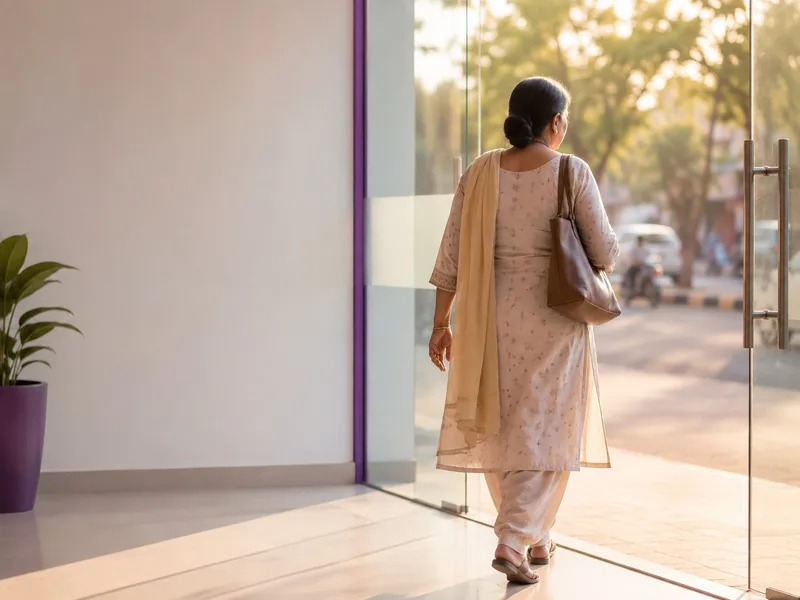 A woman leaving a CION centre in Hyderabad the same day, after the observation period following her biopsy