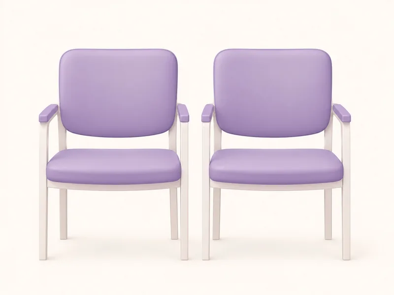 Two waiting room chairs at a CION centre, for the person who comes with you on the day