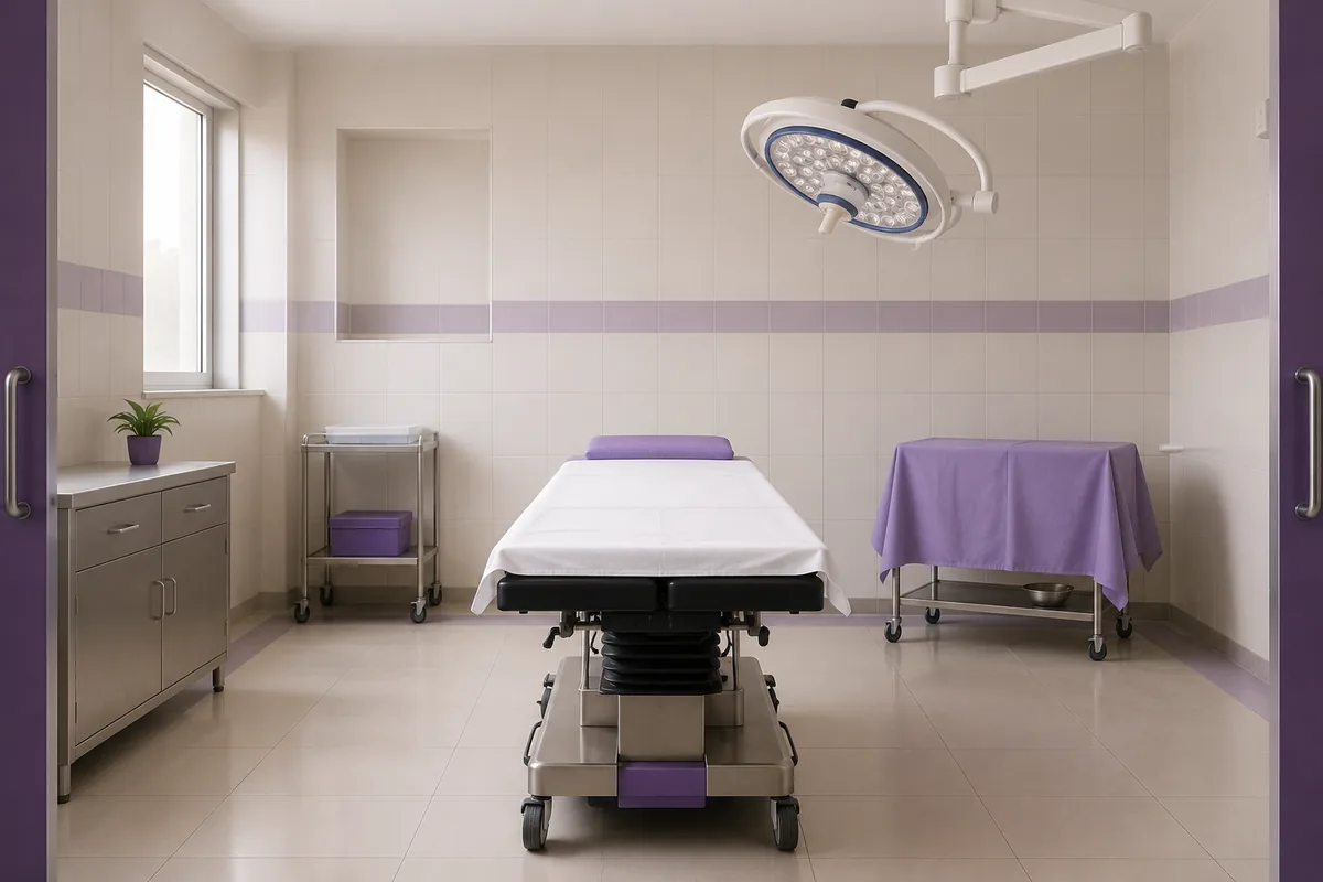 An operation theatre at a CION centre in Hyderabad, set up for a day-care surgical biopsy