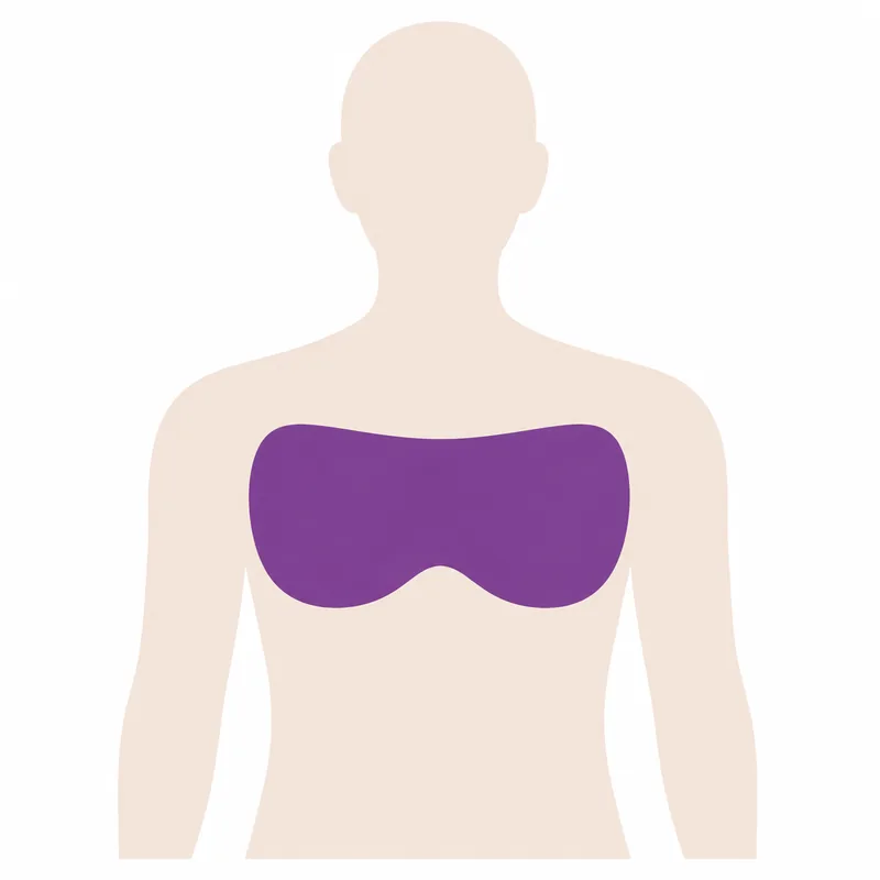 Body diagram with the breast marked, a site very well suited to ultrasound guidance