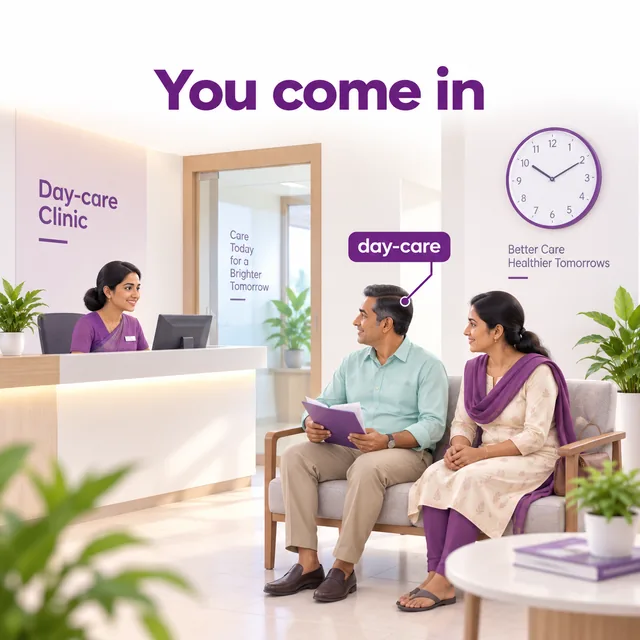 Illustration of a patient arriving for a day-care biopsy appointment - CION Cancer Clinics