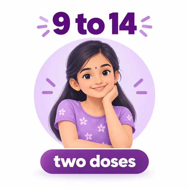 Illustration of a girl aged nine to fourteen, the age at which HPV vaccination works best - CION Cancer Clinics