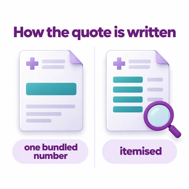 Diagram comparing a single bundled quote with an itemised one - CION Cancer Clinics