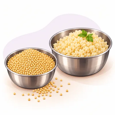 Illustration of foxtail millet korra grain and cooked korra served like rice - CION Cancer Clinics