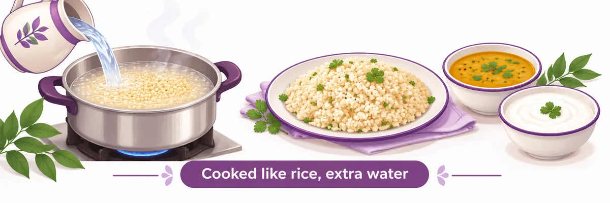 Diagram of soft-cooked millet served like rice with dal and curd during treatment - CION Cancer Clinics