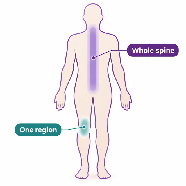 Diagram contrasting a single-region MRI with a whole-spine MRI - CION Cancer Clinics
