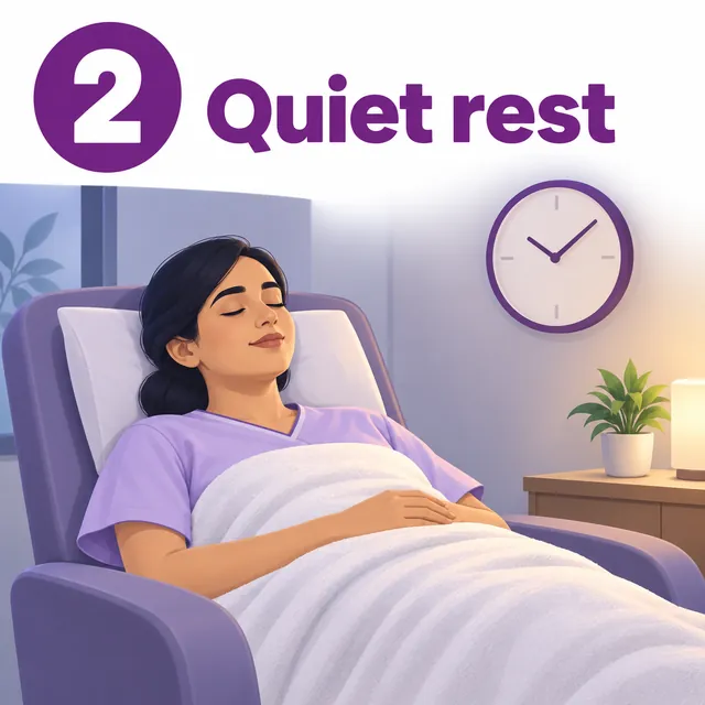 Illustration of a patient resting quietly under a blanket while the PET-CT tracer spreads - CION Cancer Clinics
