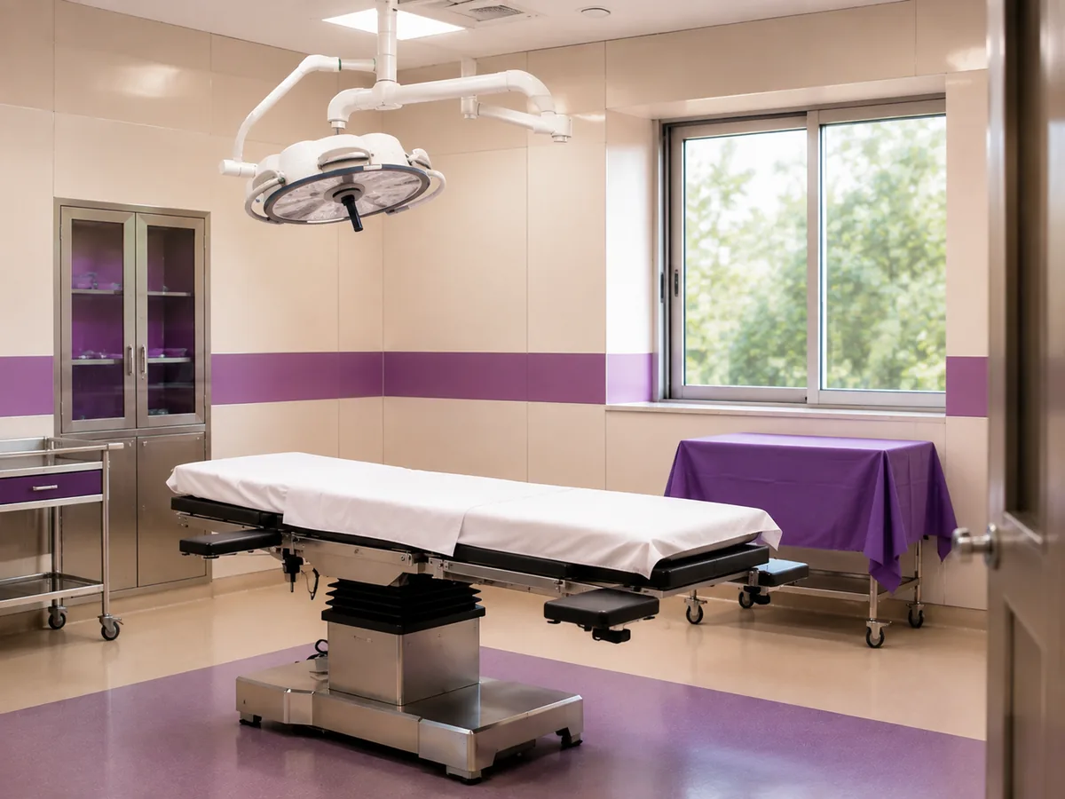 An operating theatre prepared for breast cancer surgery