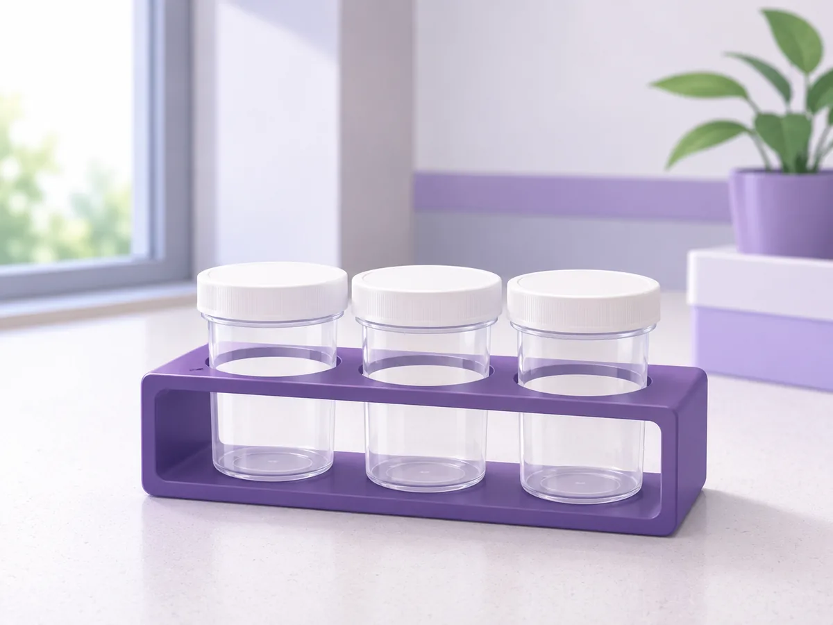 Sealed specimen containers, used to send lymph nodes removed during surgery for examination