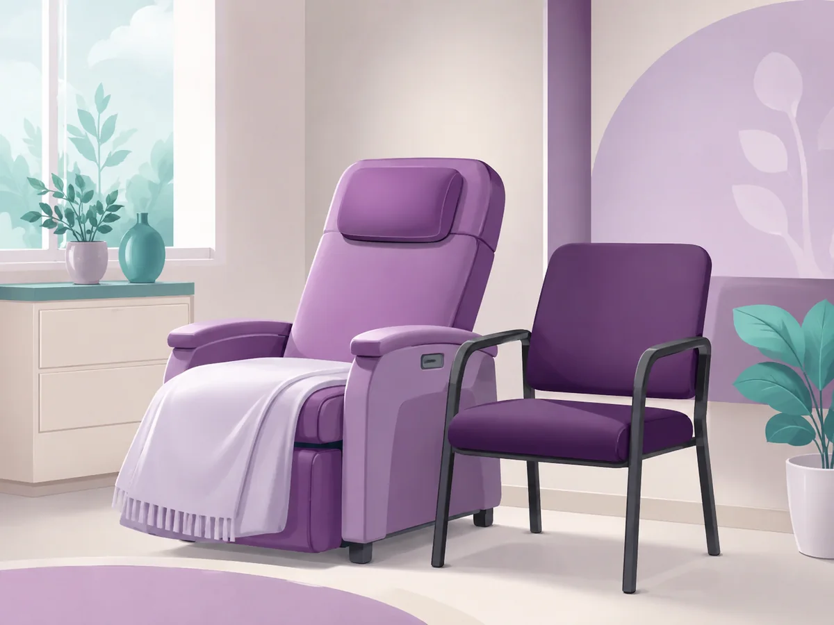 A visitor chair beside the treatment chair, for one attendant