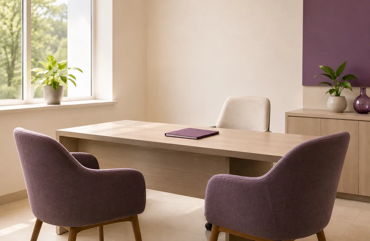 A quiet consulting room with two chairs and a window