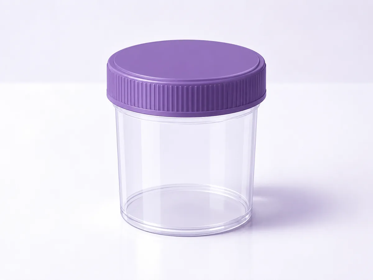 A small sealed specimen pot on a clean bench