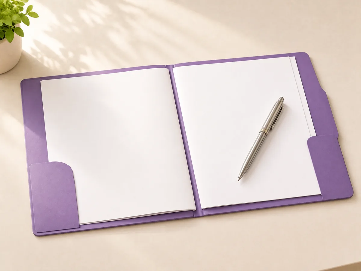 A folder and pen on a consulting desk
