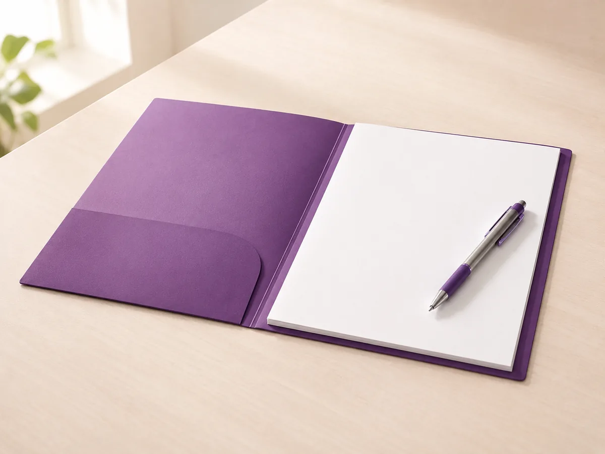 A folder and pen on a consulting desk