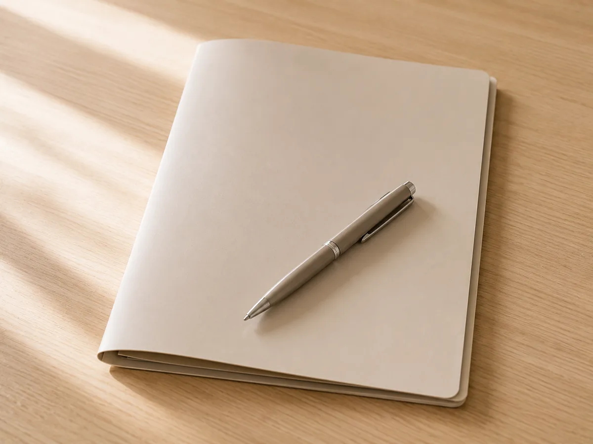An open notebook and a pen, where findings are written