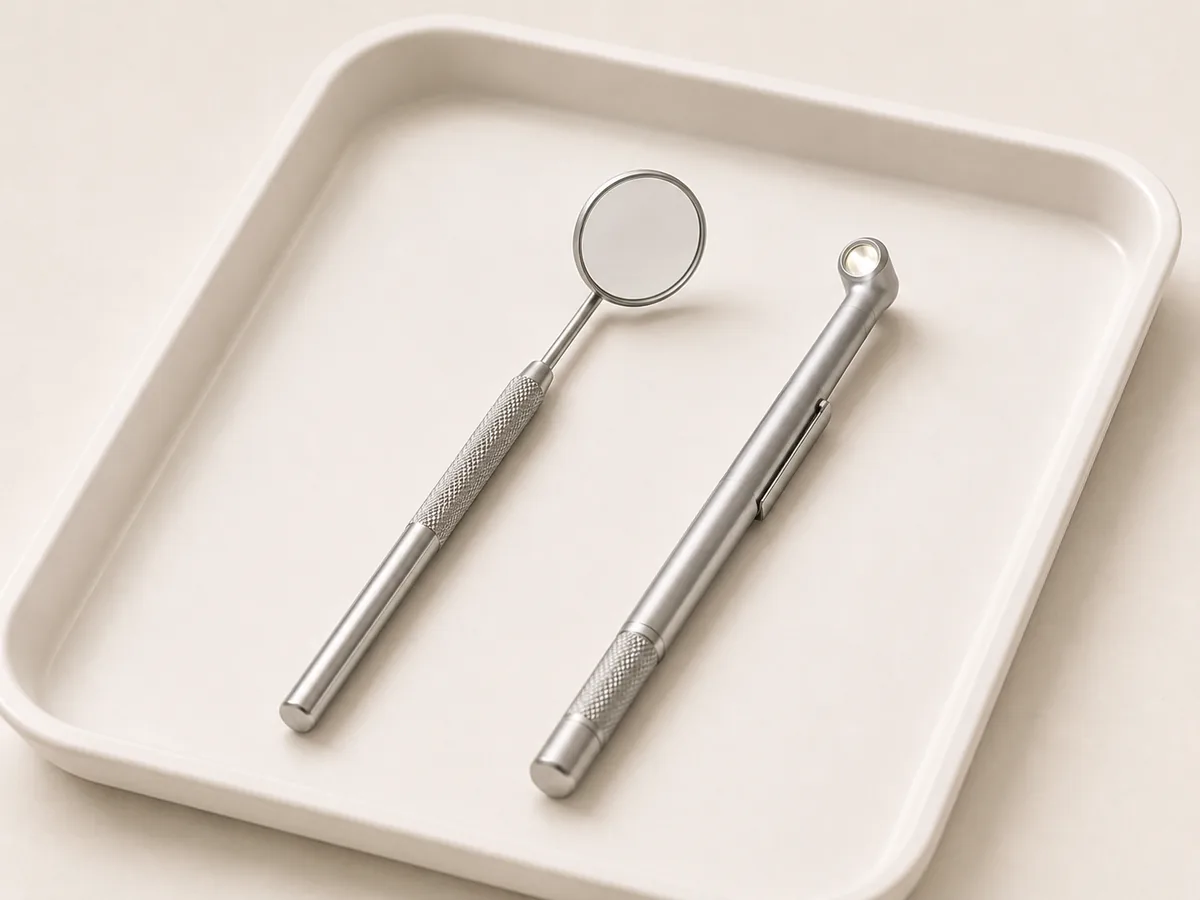 A dental mirror and light, for the part that gets harder to see
