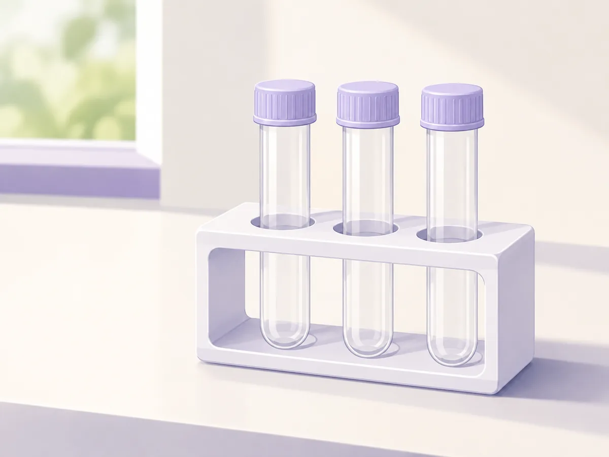 Three sealed sample tubes in a rack beside a window