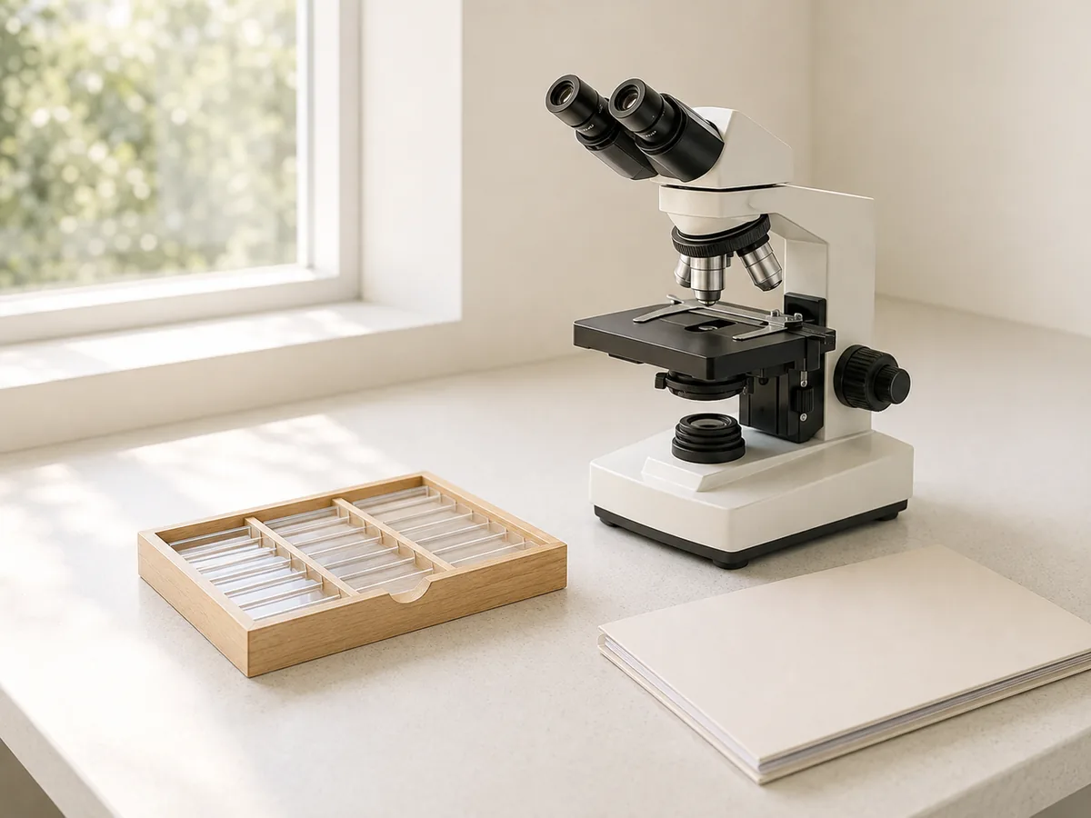 A pathology bench where the sample is read