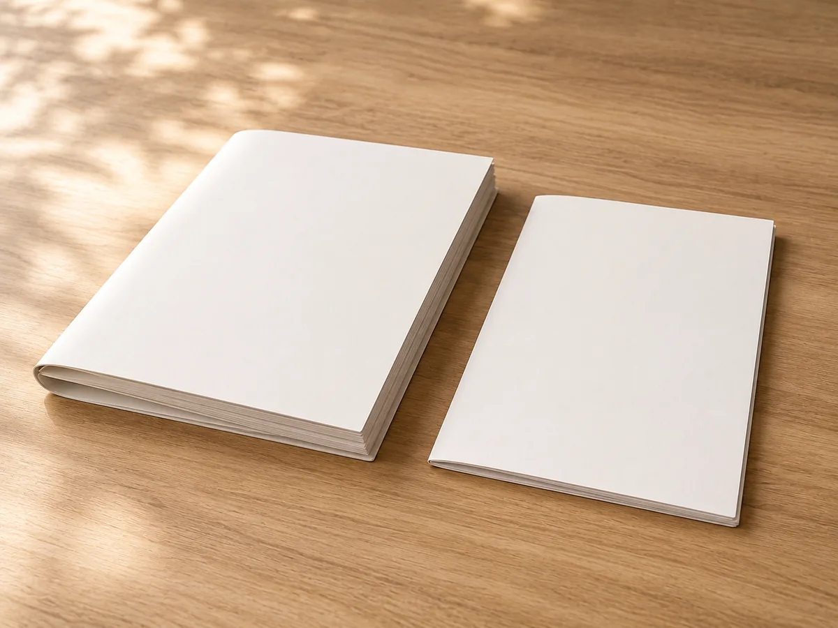 Two plain cards side by side, for the difference between them