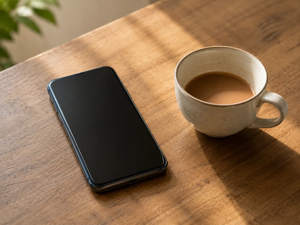 A phone on a table, where a changed voice is first noticed