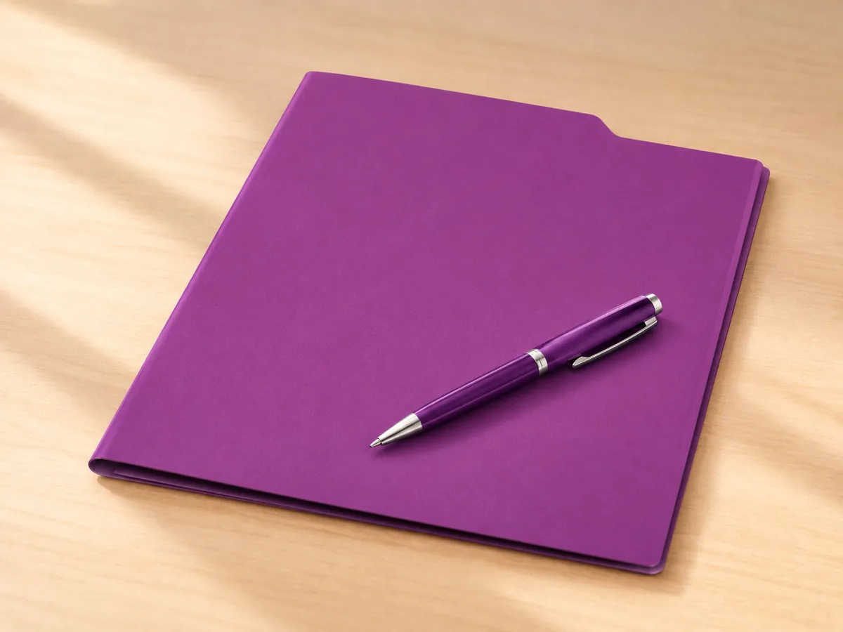 A folder and pen, where the findings are written down