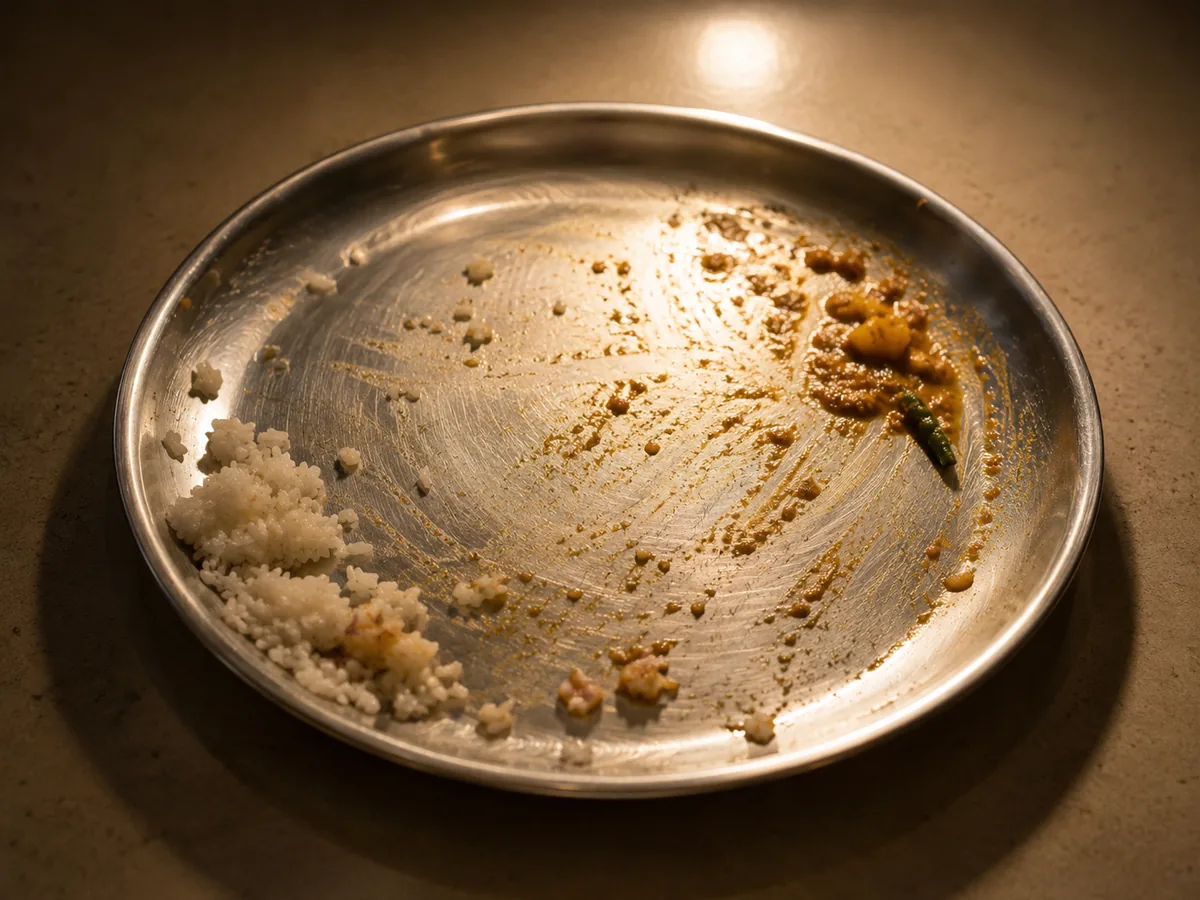A late meal on a table, a common cause of throat irritation
