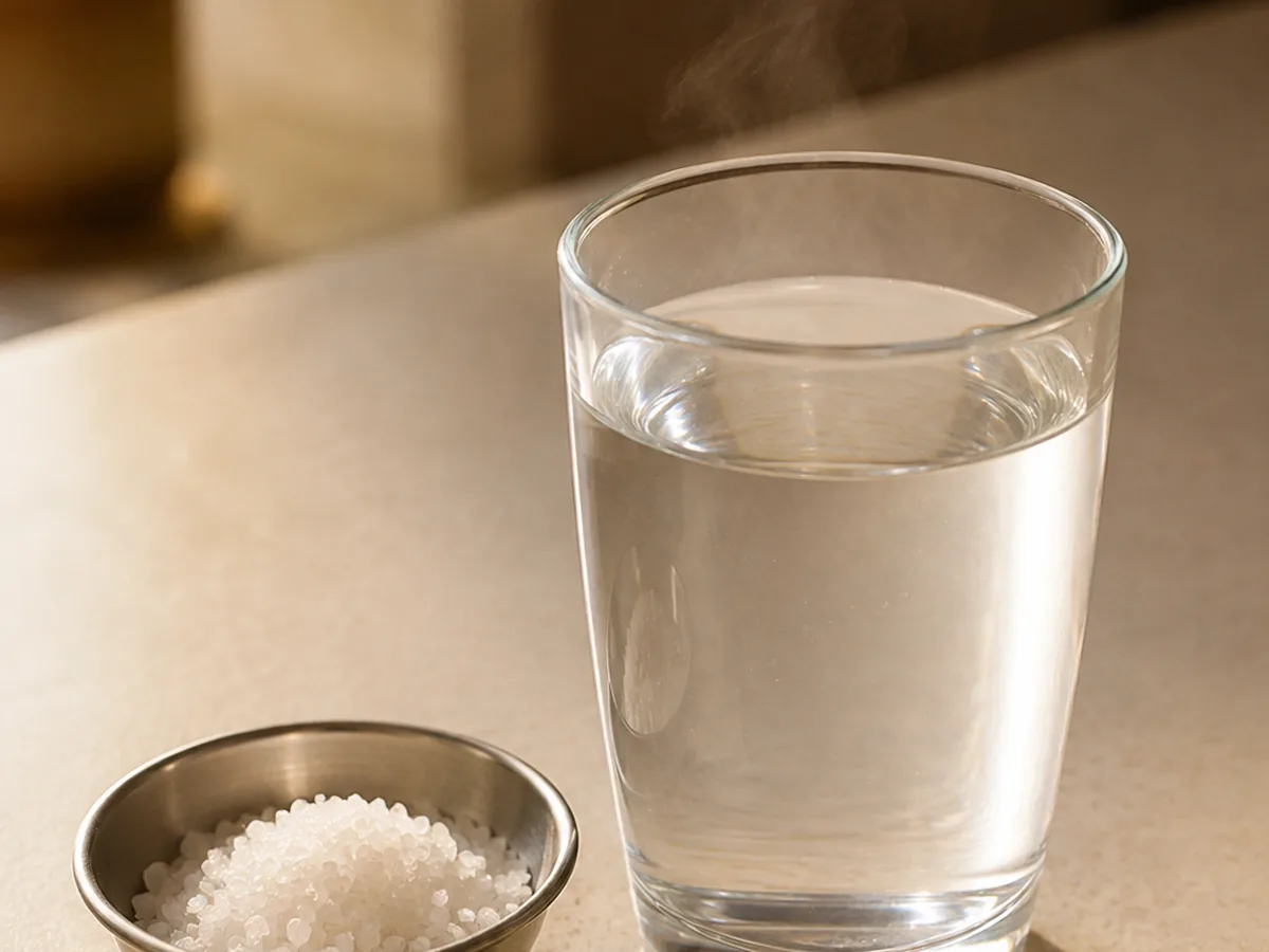 A glass of warm water and salt, the first thing most people try