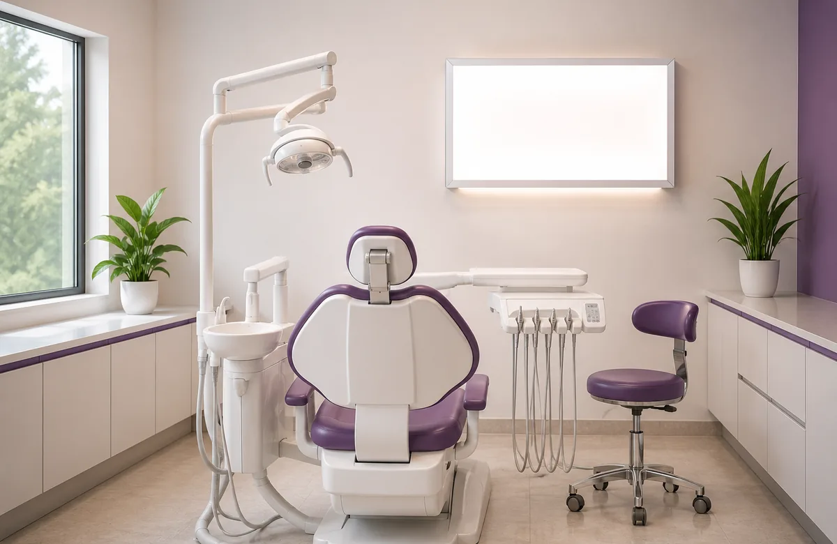 A dental consulting room where a jaw is examined