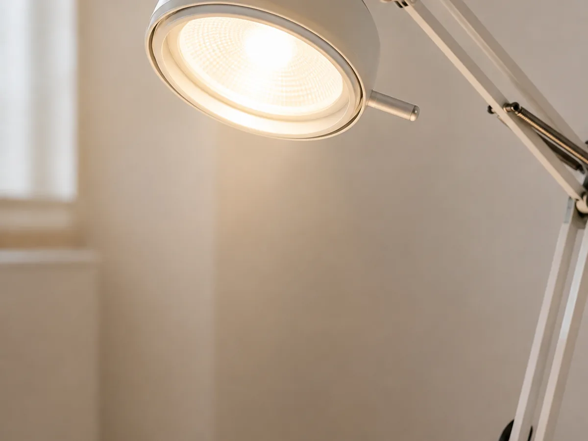 An examination light in a bright clinic room