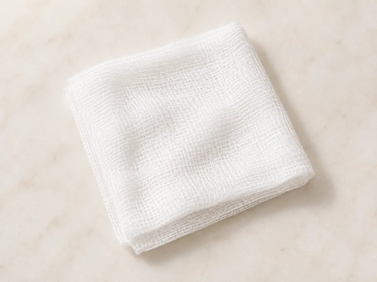 A folded clean cloth on a pale surface